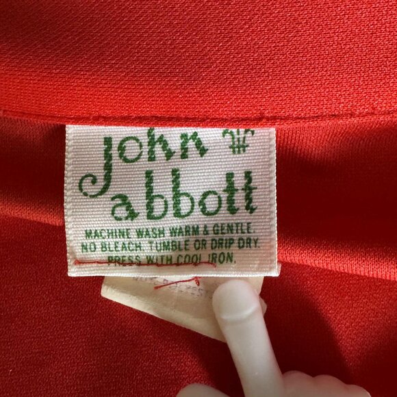 ❤️ Vintage John Abbott Red Long Sleeve Polo Blouse – Size 16 - Picture 4 of 7